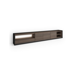 Mueble Tv, Televisión, 310x37x50cm, Para Tv Hasta 80", Led, Roble Oscuro Y Negro