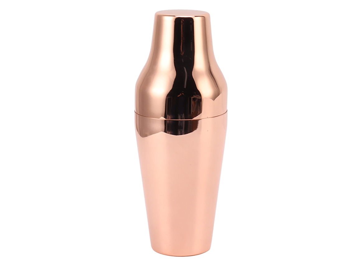 Coctelera de acero inoxidable 304 estilo francés de 2 compartimentos con acabado en oro rosa | Sin marca