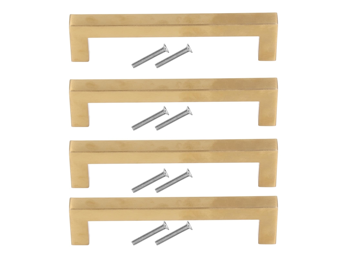 4 Juegos De Tiradores De Acero Inoxidable Dorado Para Cajones De Cocina Y Armarios, 12x12x96 Mm