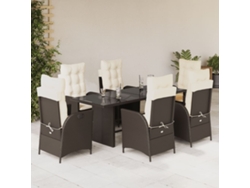 Juego de comedor de jardín de 7 piezas con cojines de mimbre marrón de DKD Home Decor