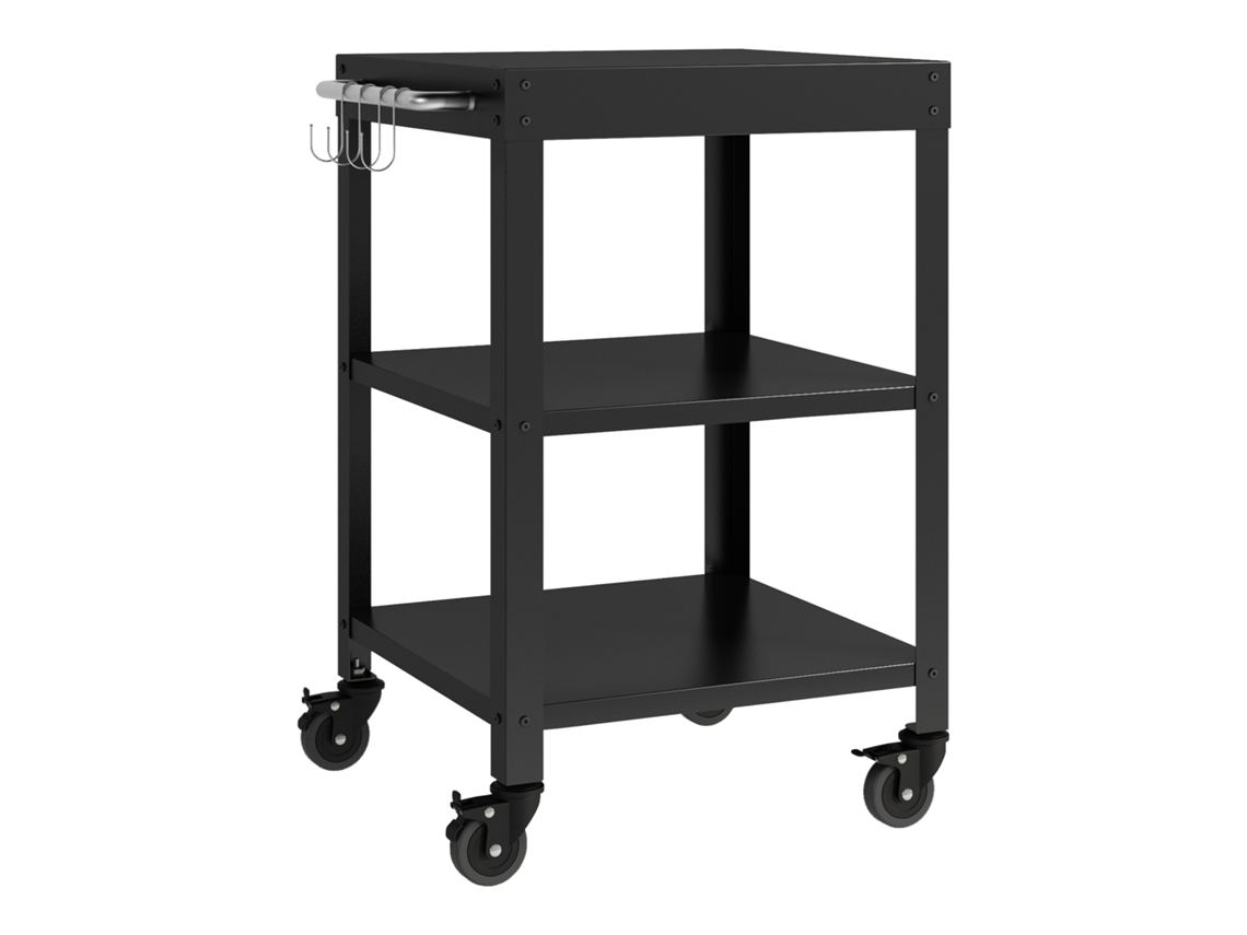 Carro de servicio para jardín Bolognano 81x50x50 cm - Negro [casa.pro]
