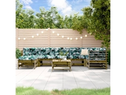 Conjunto de jardín de 8 piezas con cojines en pino impregnado, Dkd Home Decor