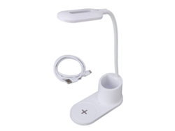Lâmpada De Mesa Led Com Carregador Sem Fio E Porta-canetas Controle Por Toque Braço Flexível Branca