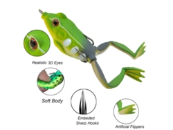 Kit De Iscas De Rã Para Pesca Lixada 5 Peças Bionica Soft Flutuante Topwater Com Anzóis 5.7cm 15g