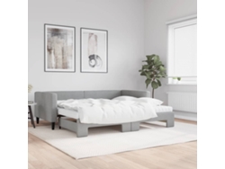 Sofá Cama Nido Con Colchón Tela Gris Claro 90x200 Cm