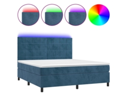 Maison Exclusive - Cama Box Spring Colchón Y Led Terciopelo Azul Oscuro 160x200 Cm