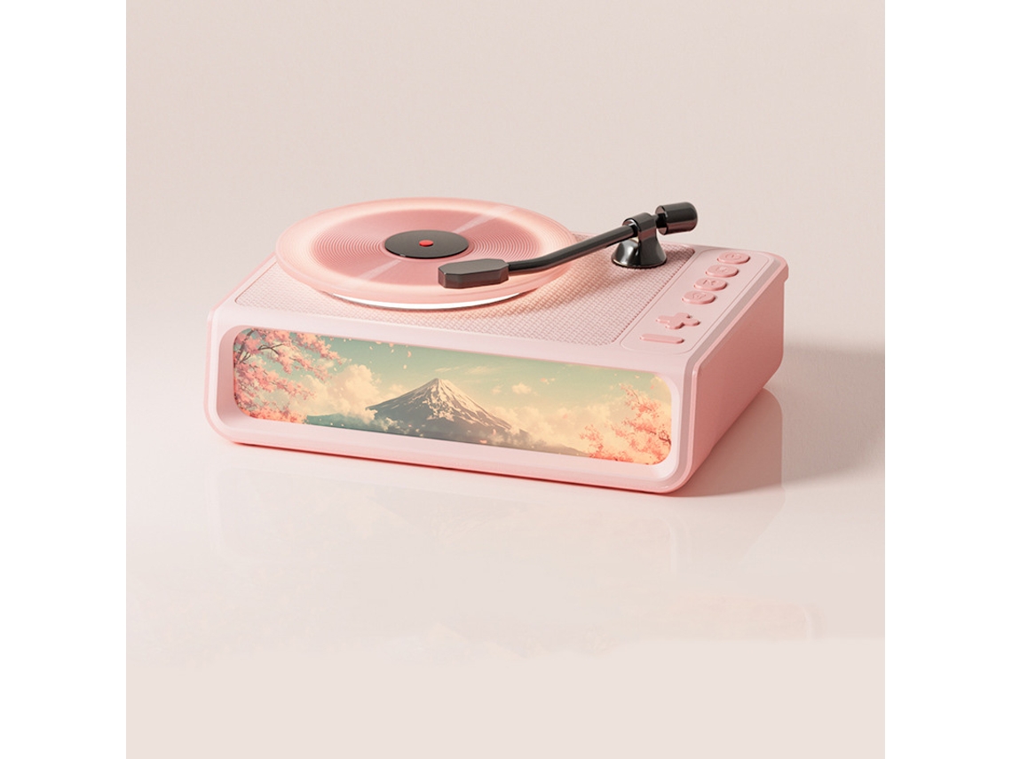 Altavoz Bluetooth MDUG para aromaterapia, reproductor de vinilo y luz nocturna (rosa)