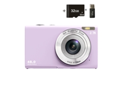 Cámara digital Cuich Cámara digital compacta simple 2.7k 48mp, zoom digital 16x Tarjeta de 32gb Púrpura