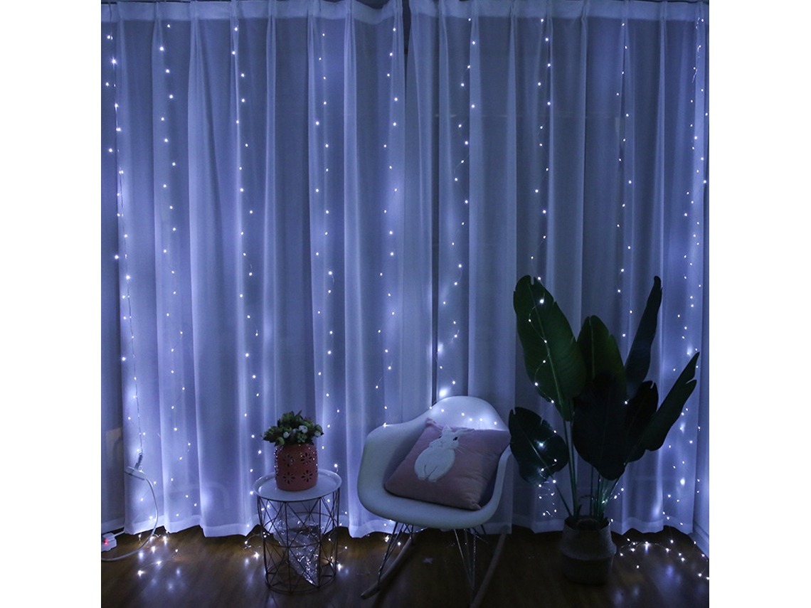 (blanco 4mx2m) Cadena De Luces Led Para Cortina, Con Control Remoto Usb, 8 Modos