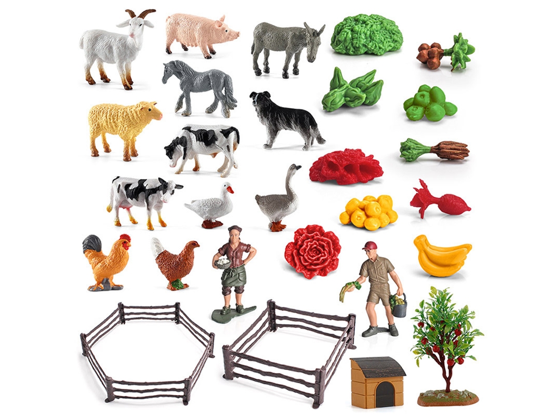 Juego De 36 Figuras De Animales De Granja Educativos Para Niños.