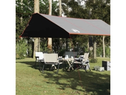 Lona de camping impermeable de 420x440 cm, color gris y naranja.