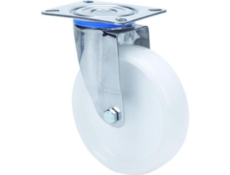 Rueda giratora placa inox.10zli125-ut poliamix blanco eje liso ALEX