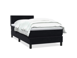 Maison Exclusive - Cama Box Spring Con Colchón Cuero Sintético Negro 80x220 Cm