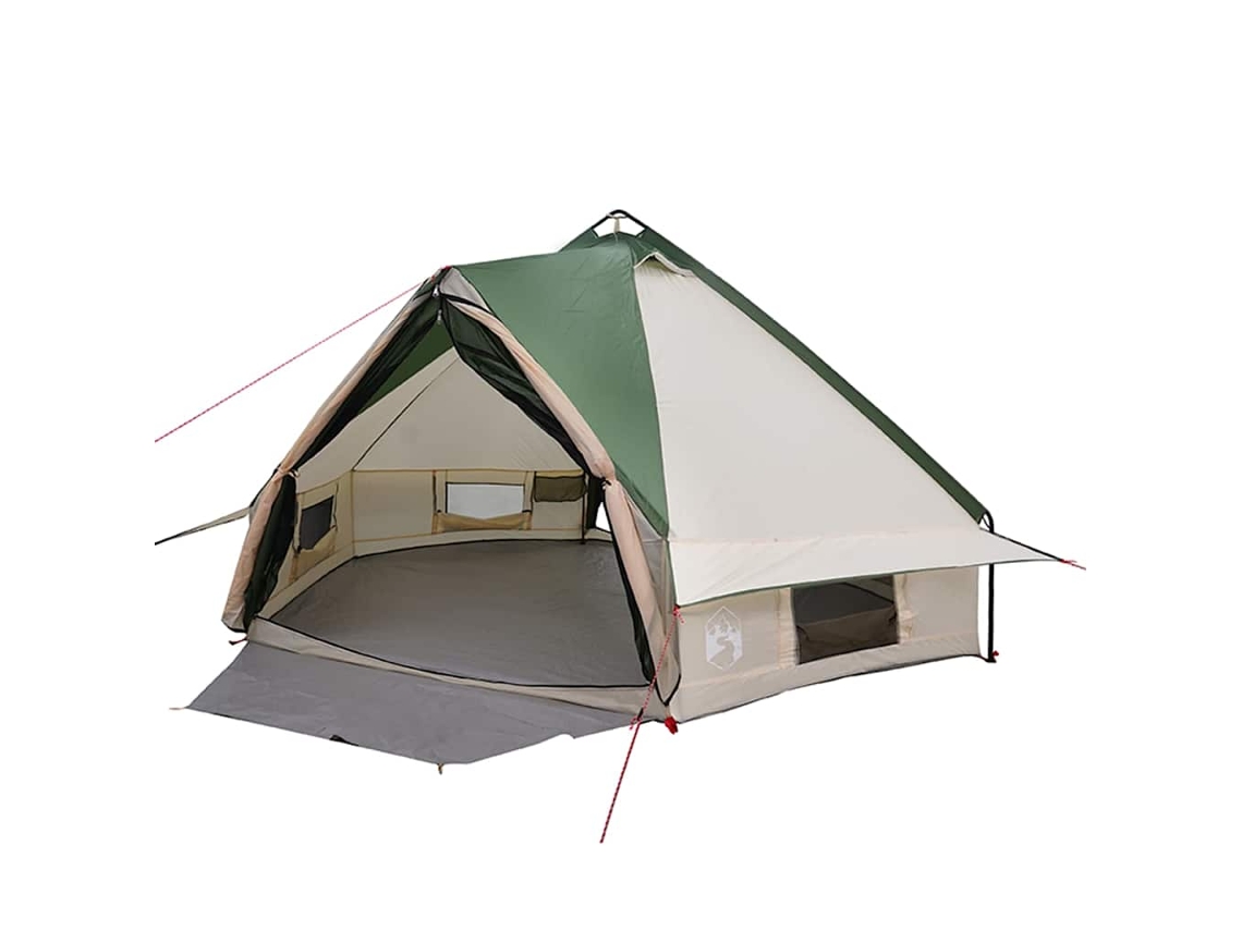 Tienda tipi para 6 personas, verde y blanca, 490 x 410 x 210 cm