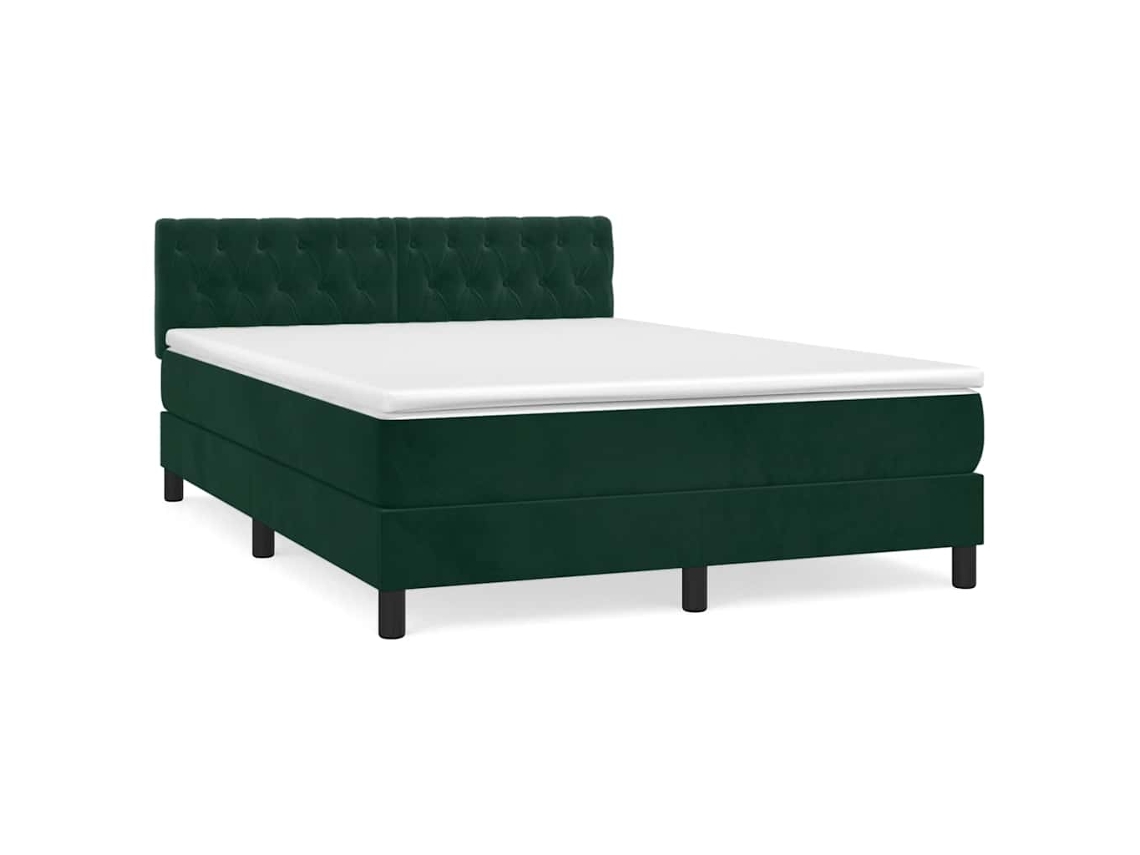 Maison Exclusive - Cama Box Spring Con Colchón Terciopelo Verde Oscuro 140x190 Cm