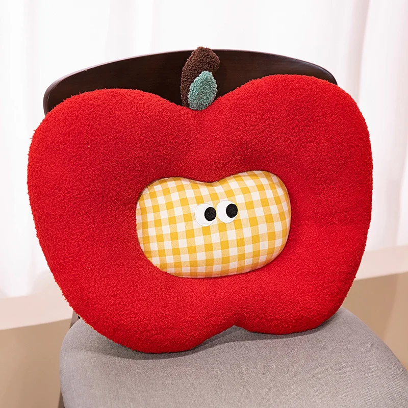 Cojín Decorativo Para Adulto Con Forma De Manzana (cuadros Amarillos, 48 Cm), Cómodo.