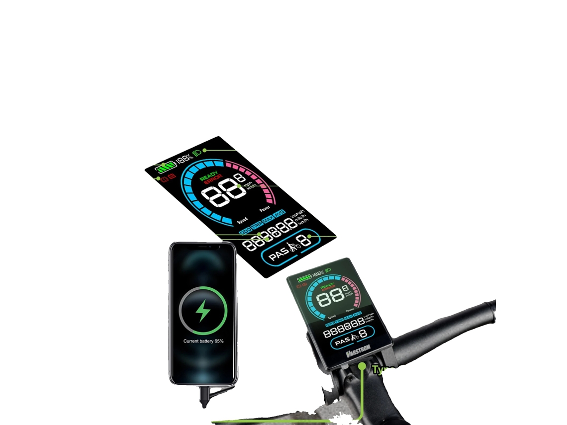 Pantalla para bicicleta eléctrica, conector de 5 pines, compatible con niveles de asistencia al pedaleo (PAS), VD618