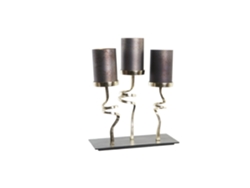 Portavela Cristal Aluminio 3 Velas Gris 37x16x47cm