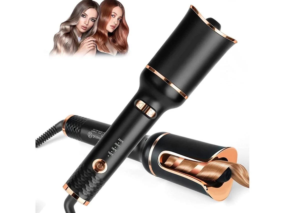 Rizador de pelo automático portátil con varilla rizadora y ranura grande, con varilla rizadora giratoria y control de temperatura de Stelasplen