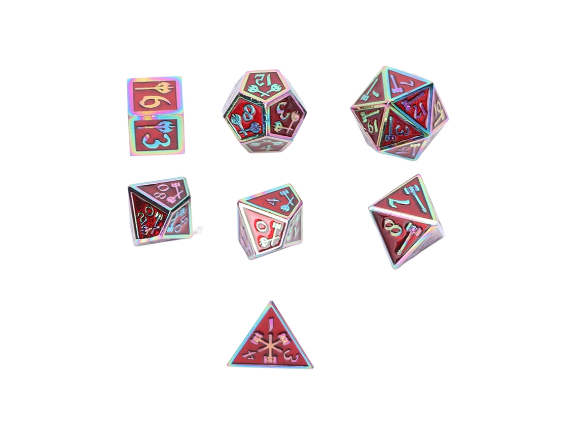 Juego De 7 Dados Poliédricos De Metal Con Números Y Patrones Para Juegos De Mesa Tipo 1.