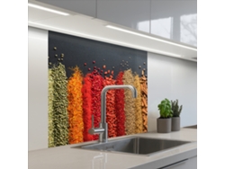Paneles para salpicadero de cocina con diseño de especias, hierbas aromáticas y trabajos - Arcoíris 80x80 cm