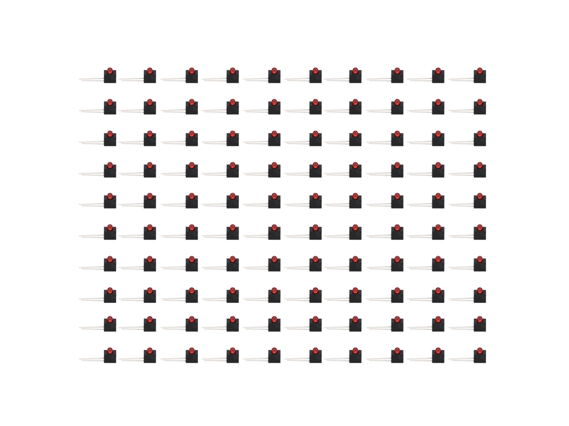 Portalámparas Led De 3 Mm, Pantalla Curva De 90 Grados Con Luz Roja, Componentes De Control Industrial, 100 Unidades.