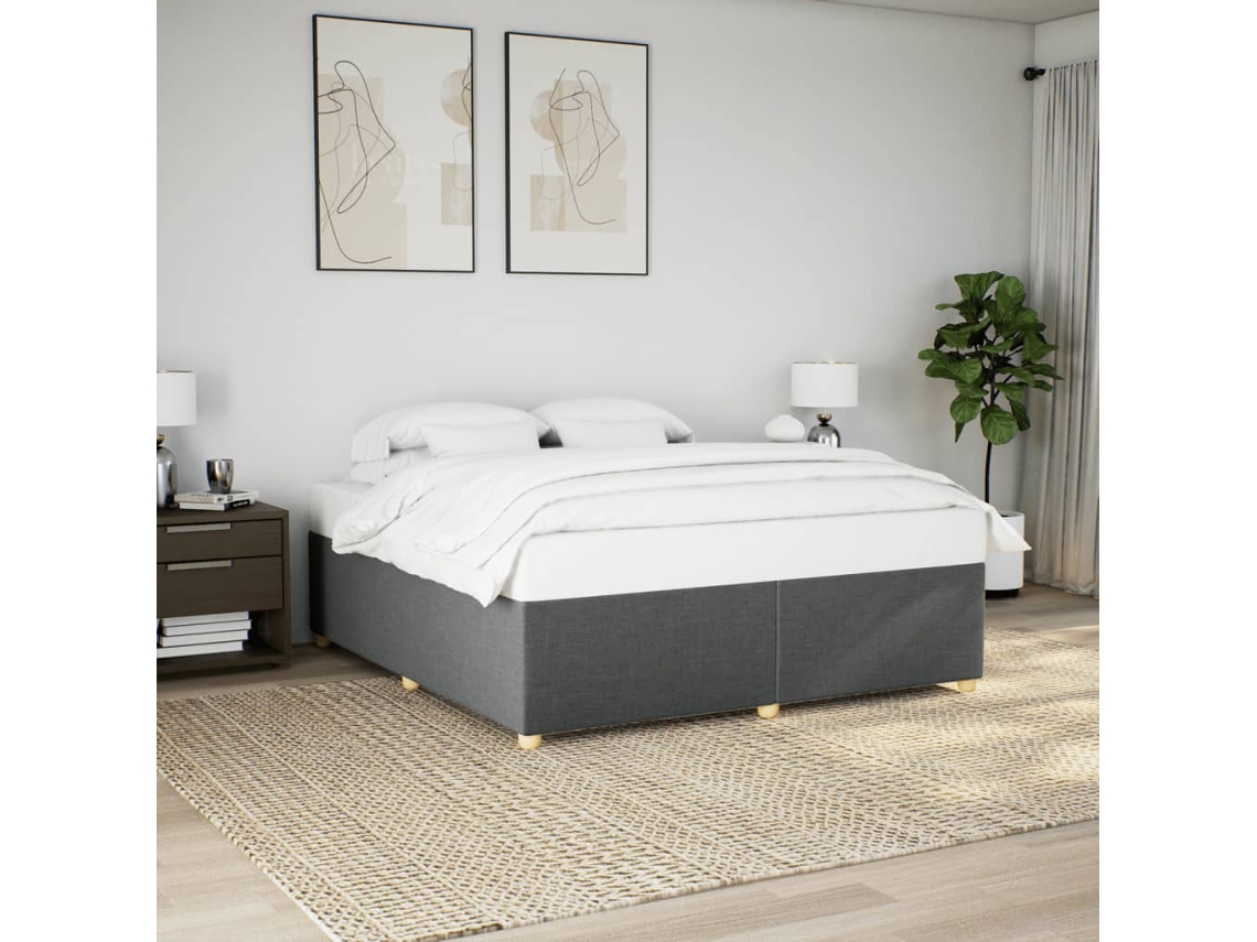 Cama Sin Colchón De Tela Gris Oscuro 180x200 Cm