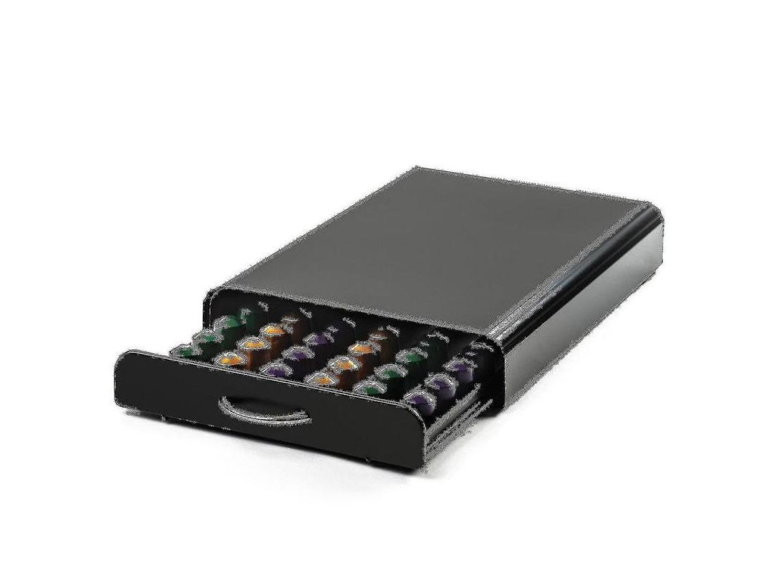 Organizador De Cápsulas De Café Negro Con Cajón Para 50 Cápsulas Nespresso, Soporte Antideslizante Para Máquina.