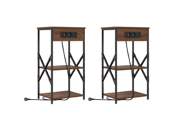 Maison Exclusive - Armario De Noche Con Estante 2 Pcs Roble Marrón 41 X 31 X 76 Cm