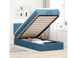 Cama Otomana Con Colchón Y Led Terciopelo Azul Oscuro 80x200 Cm