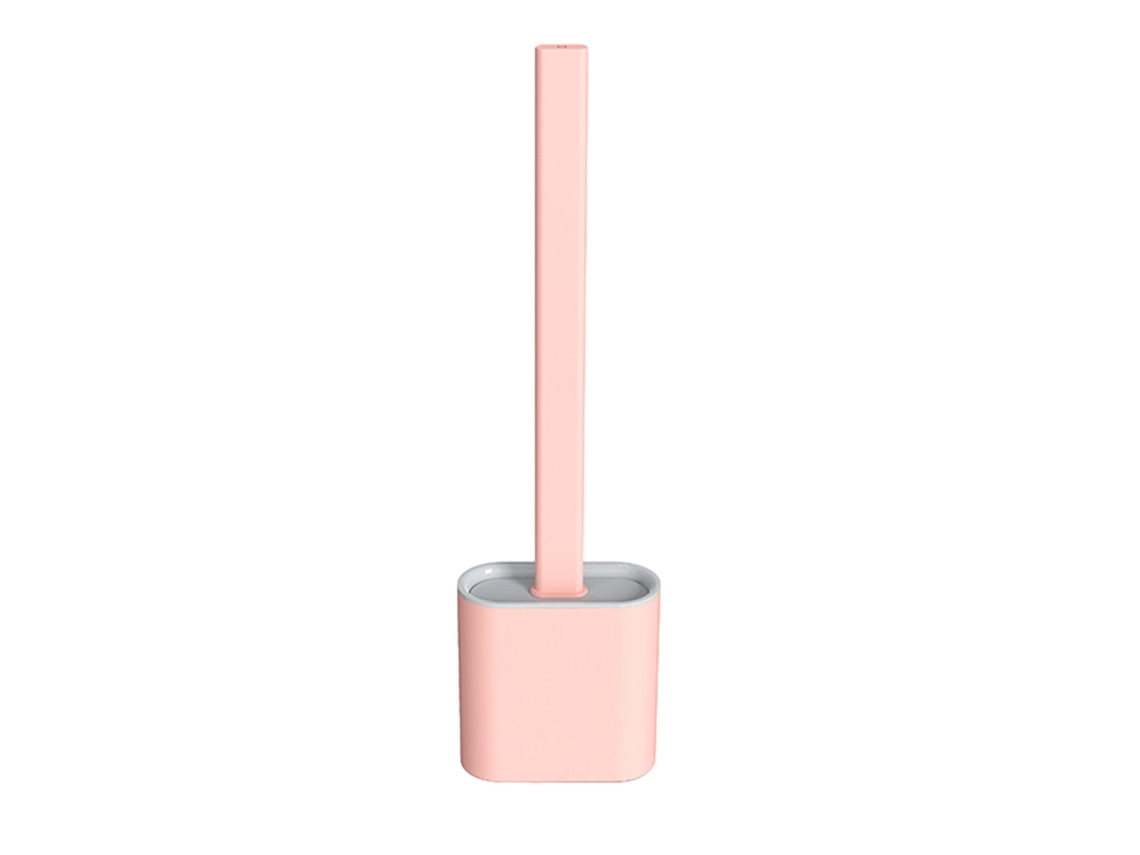 Juego de escobilla y soporte para inodoro, cepillo de silicona con mango largo RNEMITERY