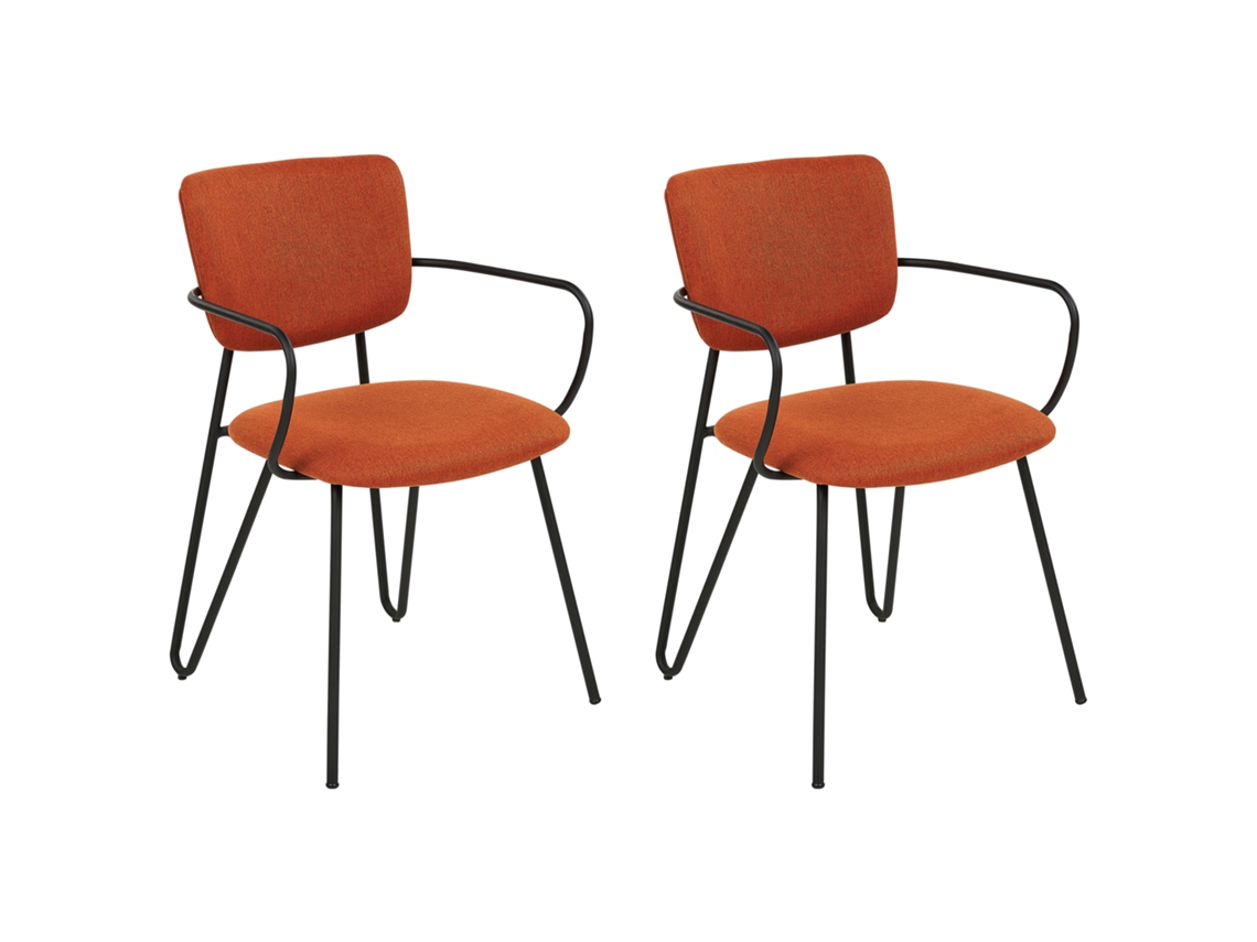 Conjunto de 2 cadeiras de refeição contemporâneas BELIANI Elko de Poliéster Laranja 53x54x80