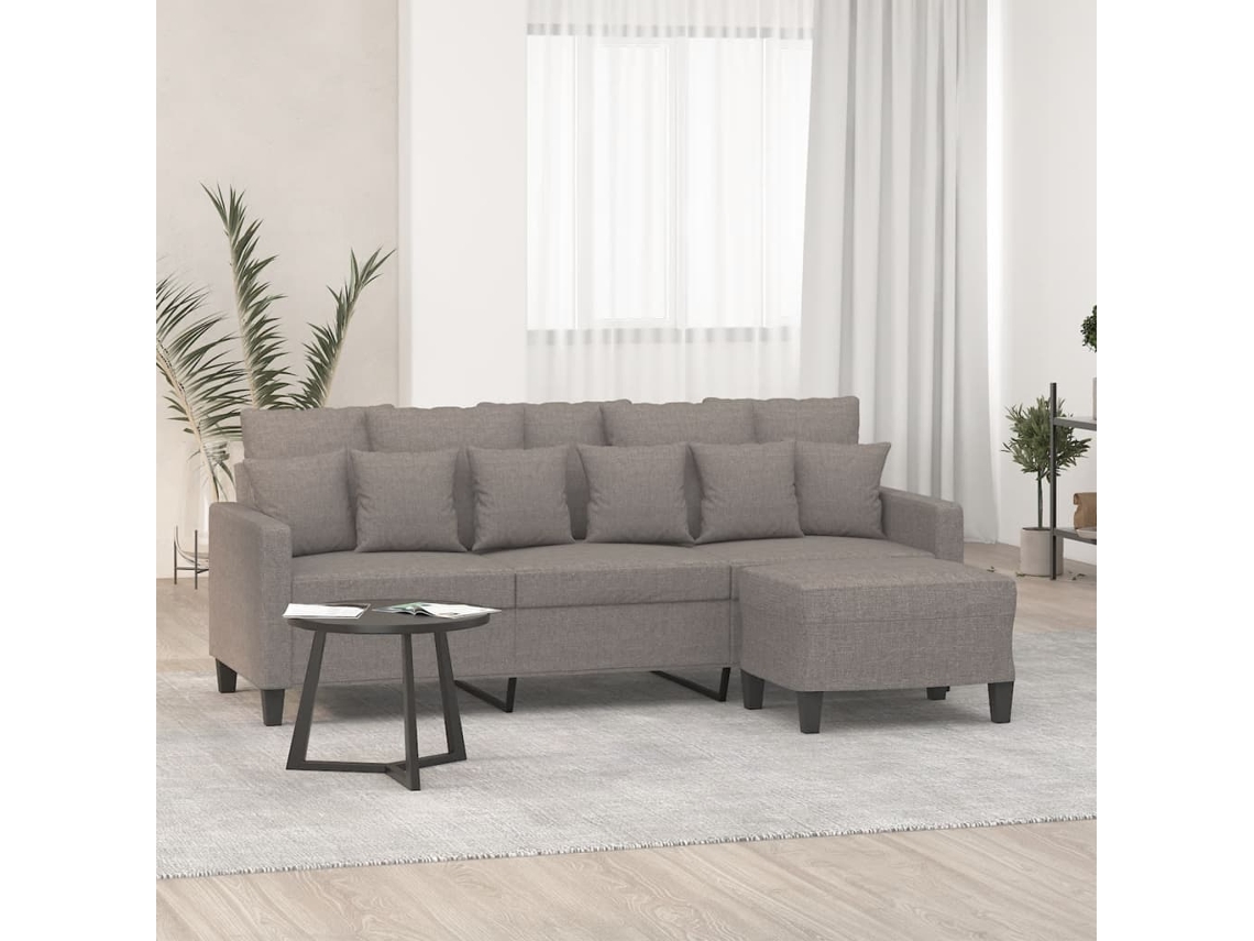 Sofá De 3 Plazas | Sofá De Salón | Sofá De Descanso Con Taburete De Tela Gris Taupe 180 Cm Wsd457893