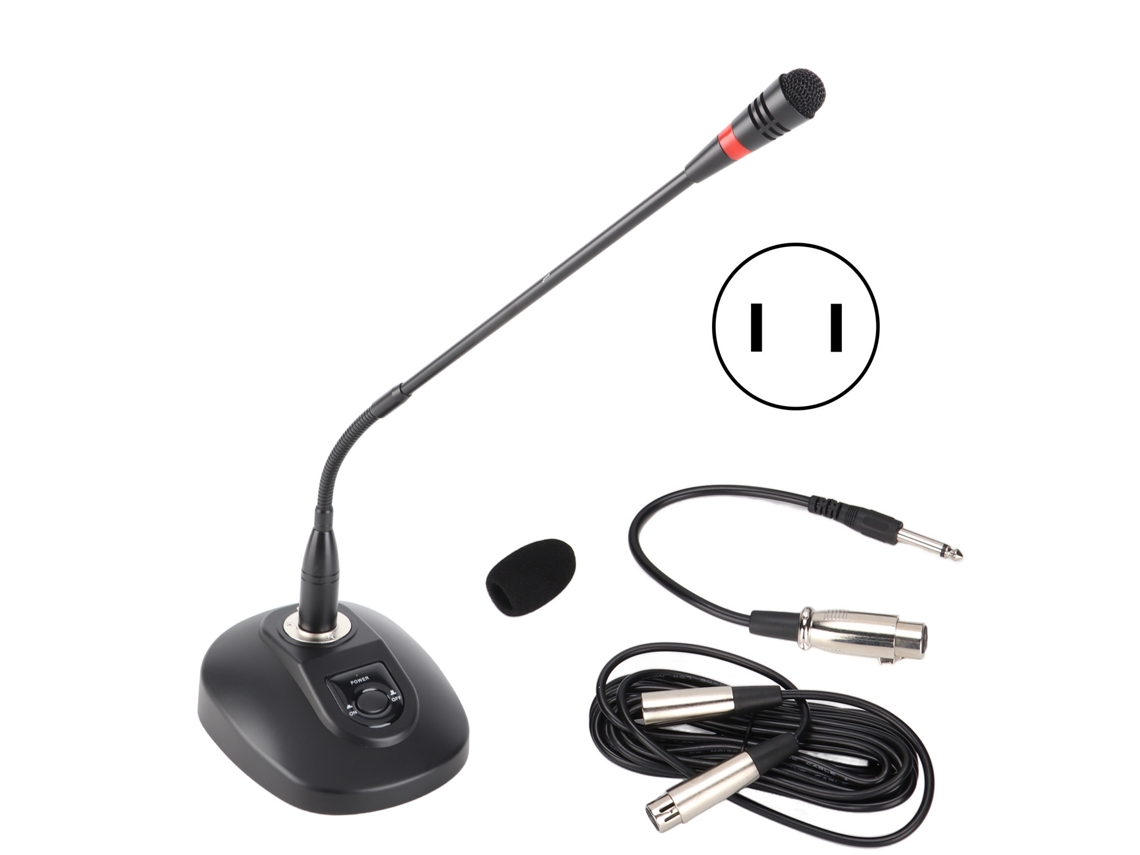Micrófono De Cuello De Cisne Con Cable Ajustable Para Uso De Escritorio Con Cable Xlr A 6,35 Mm Para Conferencias Y Retransmisiones Y Enchufe Estadounidense.