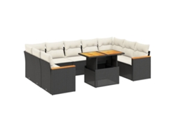 Maison Exclusive - Set De Sofás De Jardín 11 Pzas Y Cojines Ratán Sintético Negro