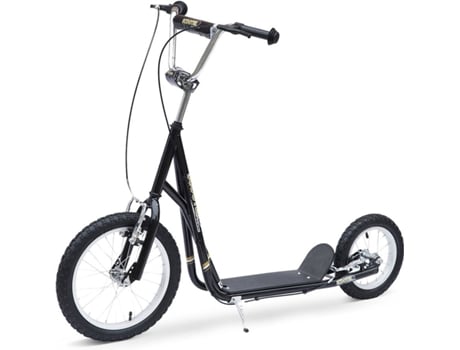 Homcom Patinete Para niños mayores de 5 años scooter 2 ruedas grandes con doble freno y manillar ajustable en altura adolescentes adultos 135x58x92100 371028bk 135x58x100
