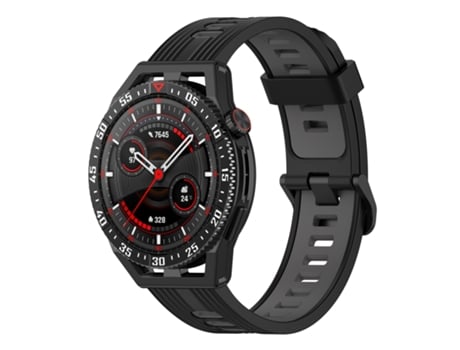 Correa de reloj inteligente para Huawei Watch GT 3 SE Correa de reloj de silicona a rayas de dos colores de 22 mm (negro gris oscuro)