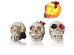 2026-decoración De Calaveras Con Luces Led 3 Piezas Para Fiestas Y Interiores De Halloween
