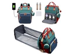 Bolso Cambiador 3 En 1 Con Cuna Plegable Portátil, Mochila Para Mamá Para Viajes Y Uso Como Diario.