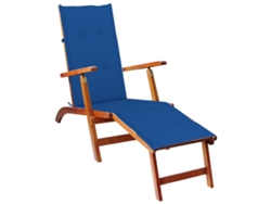 Tumbona Chaise Longue de Exterior con Apoyo para Pies y Cojín de Madera de Acacia Maciza