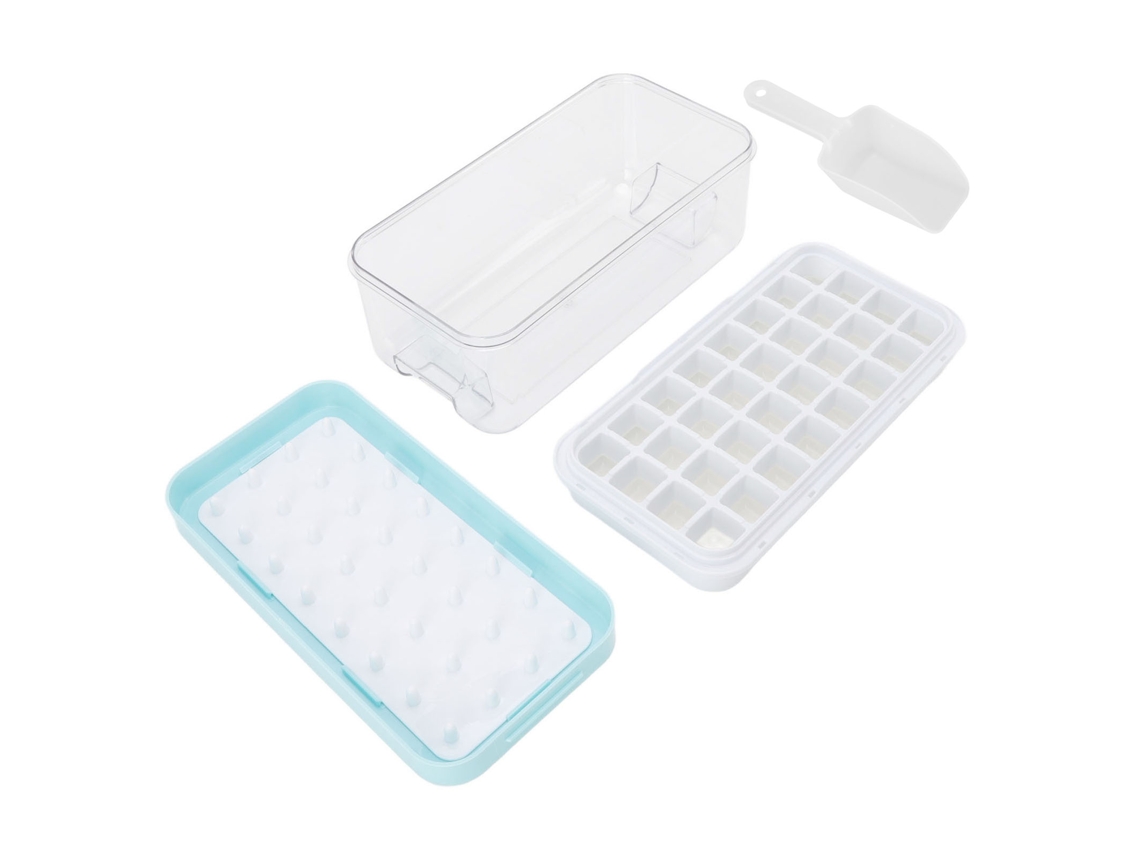 Bandeja De Silicona Para Cubitos De Hielo Con Tapa Y Caja De Almacenamiento Para Cocina - Azul