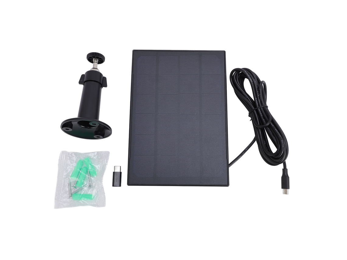 Panel Solar De 8 W Para Cámara De Vigilancia Bird Y Timbre, Ip66, Ajustable 360° Con Puerto Usb-c, Negro.