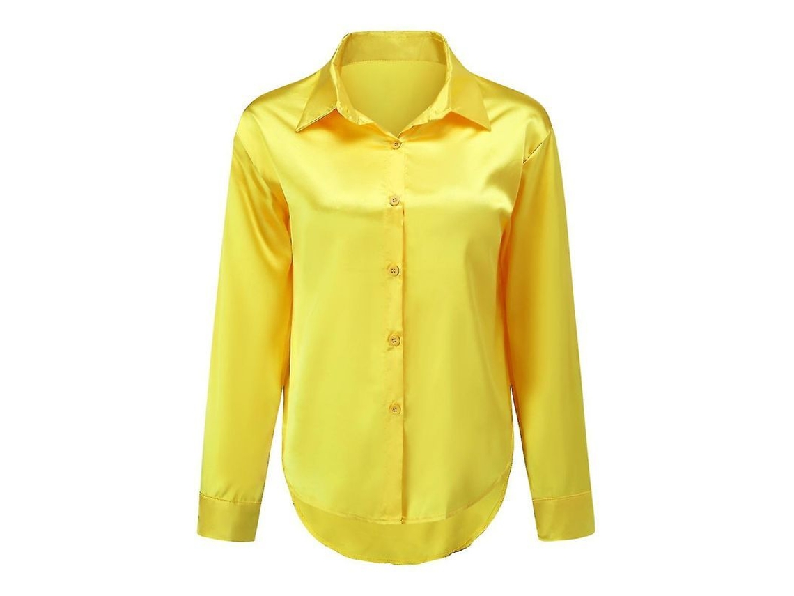 2026-blusa De Seda Brillante Ligera Para Mujer Yynuda Con Cuello Lapel Y Botones De Manga Larga