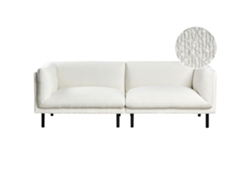 Beliani Sofá Vorgod De Bouclé 3 Plazas Blanco 221x84x76