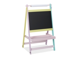 Relaxdays Pizarra Infantil Diseño Ceras, 2 En 1, Rollo De Papel, Pintar, Dibujar, Tablero Tizas, 90x56x42 Cm, Multicolor