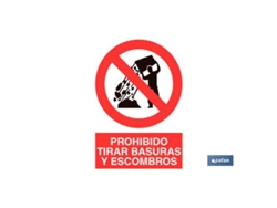 Señal poliestireno 210x148mm prohibido tirar basuras y escombros