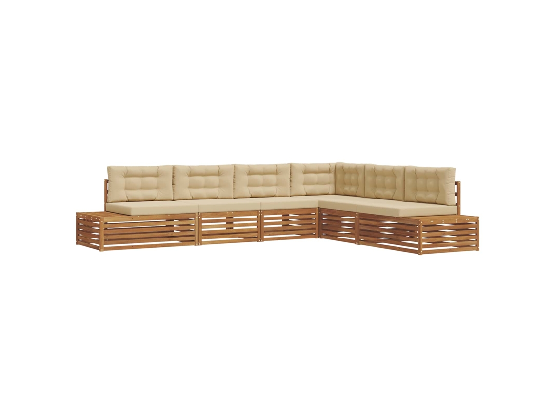 Maison Exclusive - Conjunto De Sofás De Exterior Con Cojín 6 Pieza Natural Y Beige
