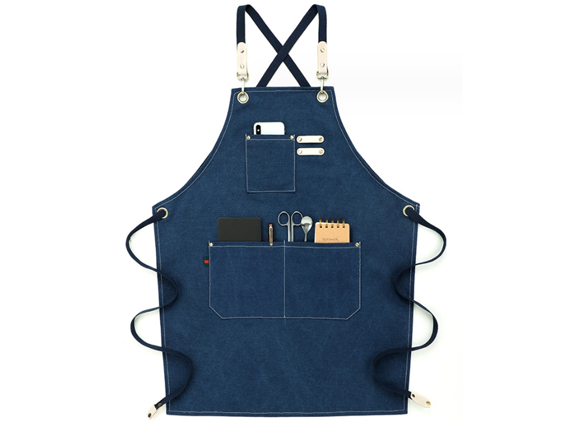 Delantales De Cocinero Para Hombre Y Mujer Con Grandes Bolsillos, Delantal De Lona De Algodón Cruzado Resistente Y Ajustable