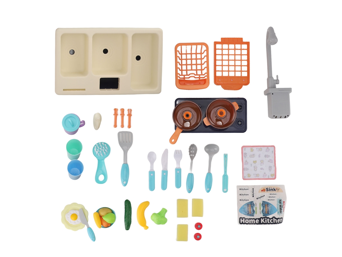 2026-set De Juguete De Cocina Para Niños Con Fregadero, Recipientes, Pala Y Agua Circulante Eléctrico