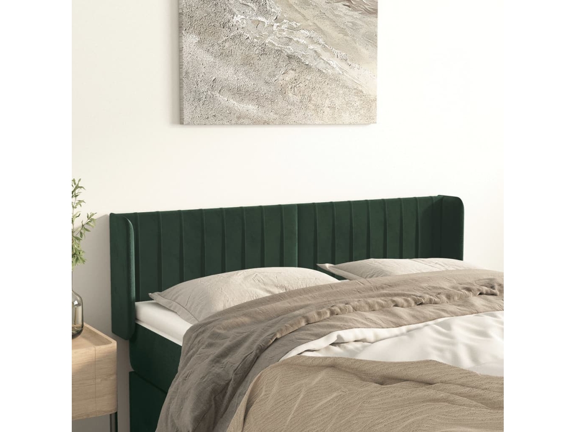 Cabecero De Terciopelo Verde Oscuro 147x16x78/88 Cm